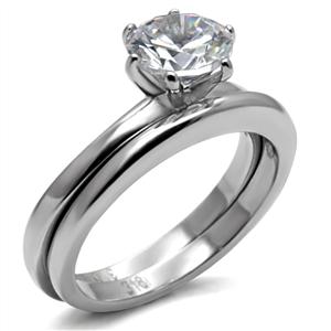 2CT CZ SOLITAIRE STAINLESS STEEL WEDDING SET-sz9